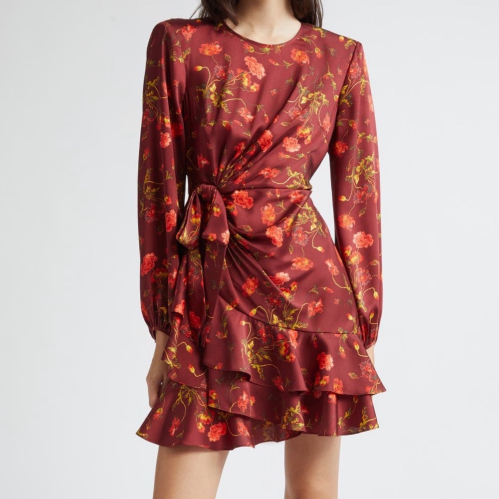 Cinq a Sept Alice Long Sleeve Ruffled Wrap Dress